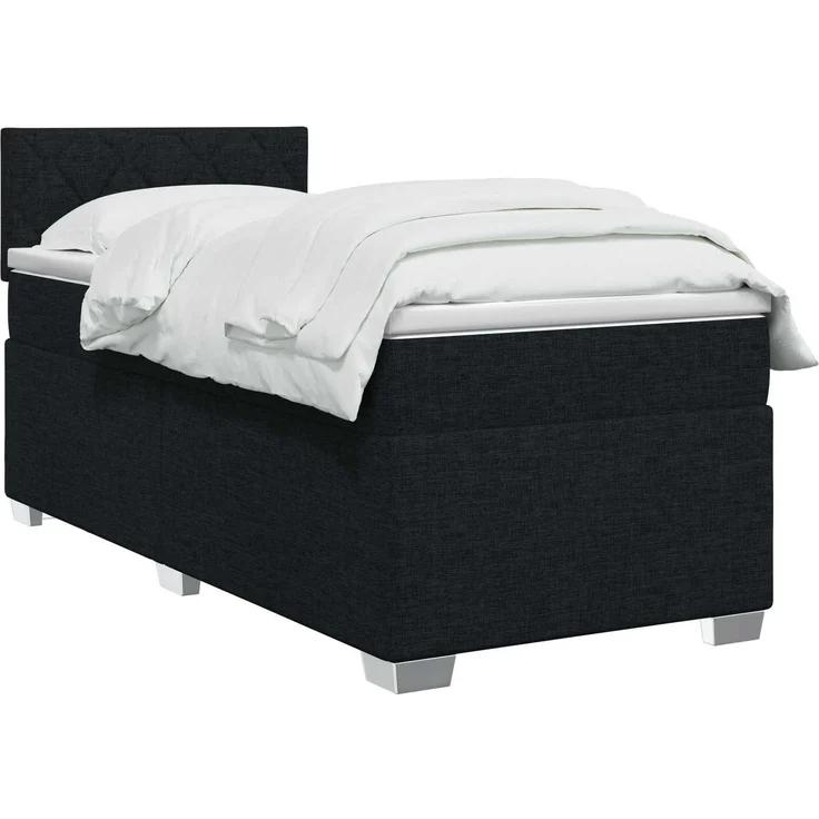 vidaXL Boxspringbett mit Matratze Schwarz 90 x 200 cm Stoff 3450399 – Bild 3