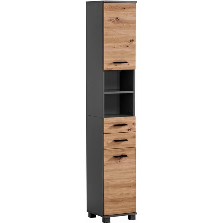 Schildmeyer Hochschrank Palermo, Holzwerkstoff, Anthrazit/Artisan Eiche Dekor, 30,3 x 23,6 x 180,9 cm (B/T/H) – Bild 2
