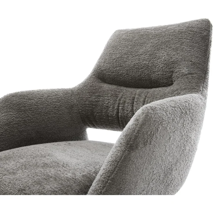 Drehstuhl Yago-Flex mit Armlehnen Bouclé Soft Schlamm Kreuzgestell breit Schwarz 360° drehbar Wippfunktion Taschenfederkern – Bild 6