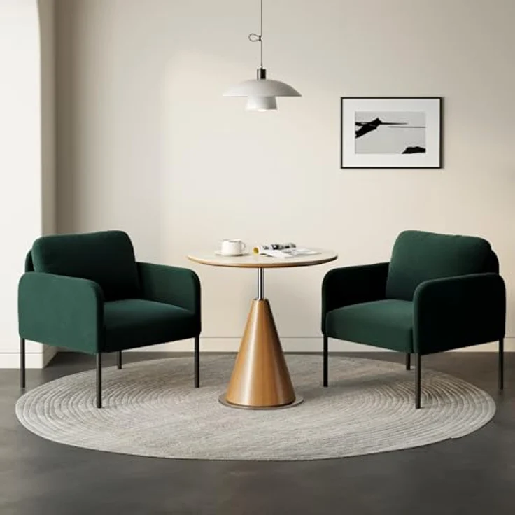 COLAMY Gepolsterter Ohrensessel 2er Set aus Samt – Moderner Lounge-Sessel mit weicher Rückenlehne, Komfortabler Sessel für Wohnzimmer, Schlafzimmer, Apartment & Leseecke, Grün – Bild 2