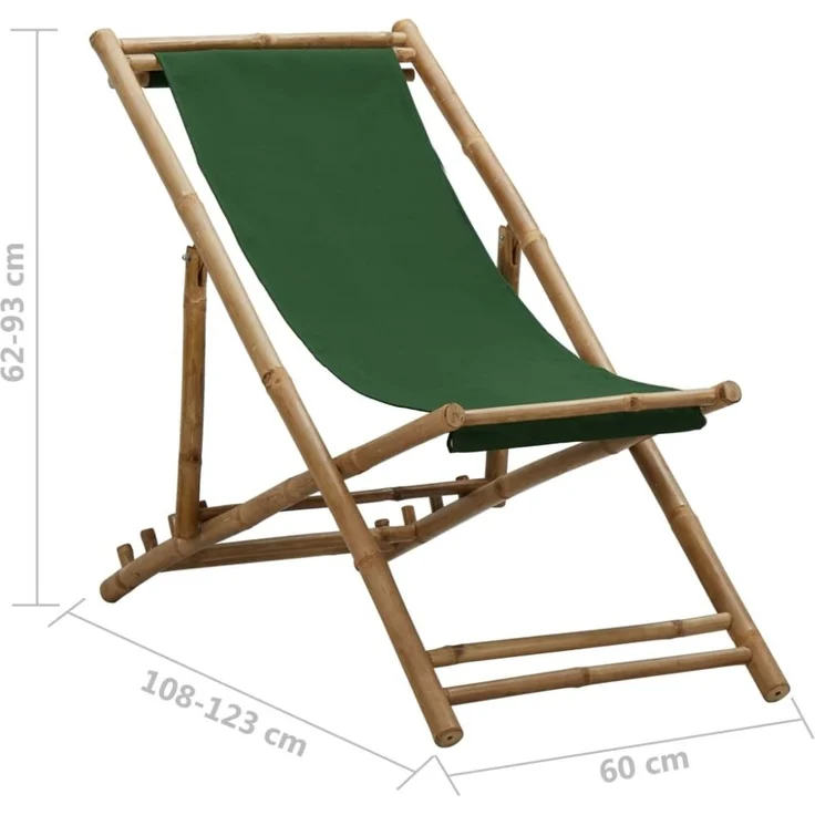 vidaXL Liegestuhl Bambus und Canvas Grün 313021 – Bild 4
