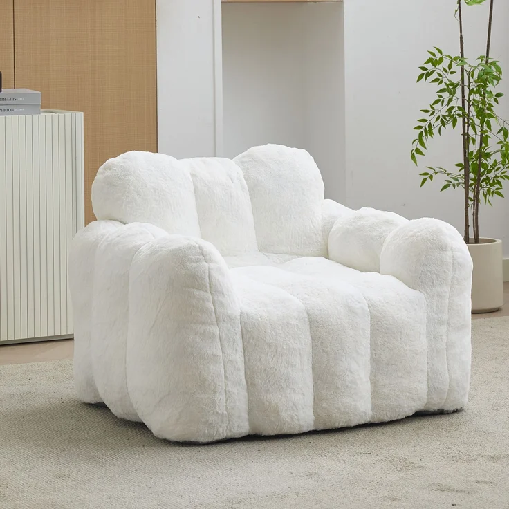 Sitzsack aus Plüsch, lotusförmiges Design & weiche Polsterung, 90×105×75 cm, Rosa – Bild 3