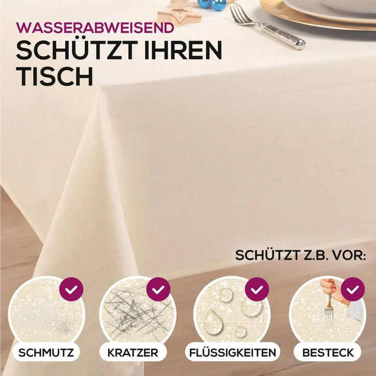 Beautex Tischdecke Lurex Tischdecke Weihnachten, Silber Gold glänzend, Weihnachtstisch (1-tlg) – Bild 3