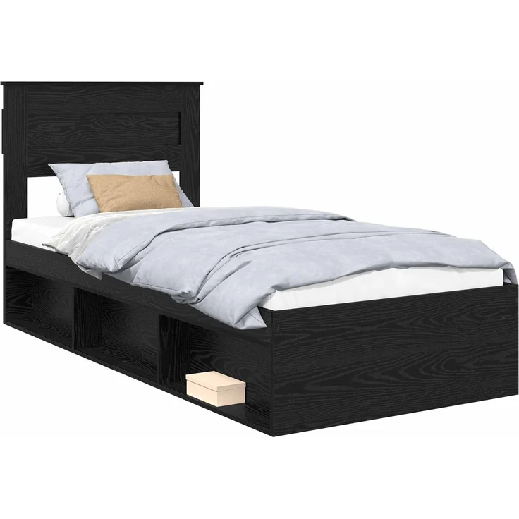 vidaXL Bettrahmen Schwarz 100 x 200 cm Massives Kiefernholz 3409792 – Bild 1