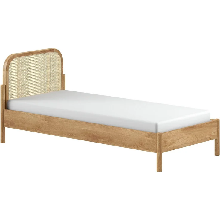 Einzelbett Olive 90 x 200 cm Eiche MDF Rattan Natur – Bild 5