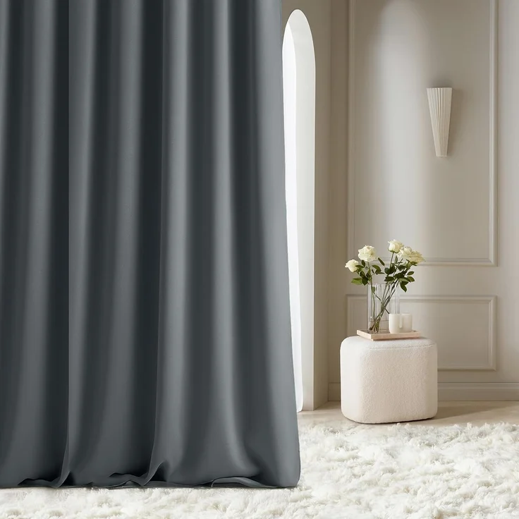 ROOM99 Vorhang mit Silberen Ösen Aura 180x250 cm Breite x Höhe Schiebegardinen Deko Modern Curtain Gardine Wohnzimmer Schlafzimmer Dunkelgrau, 1 Stück – Bild 1