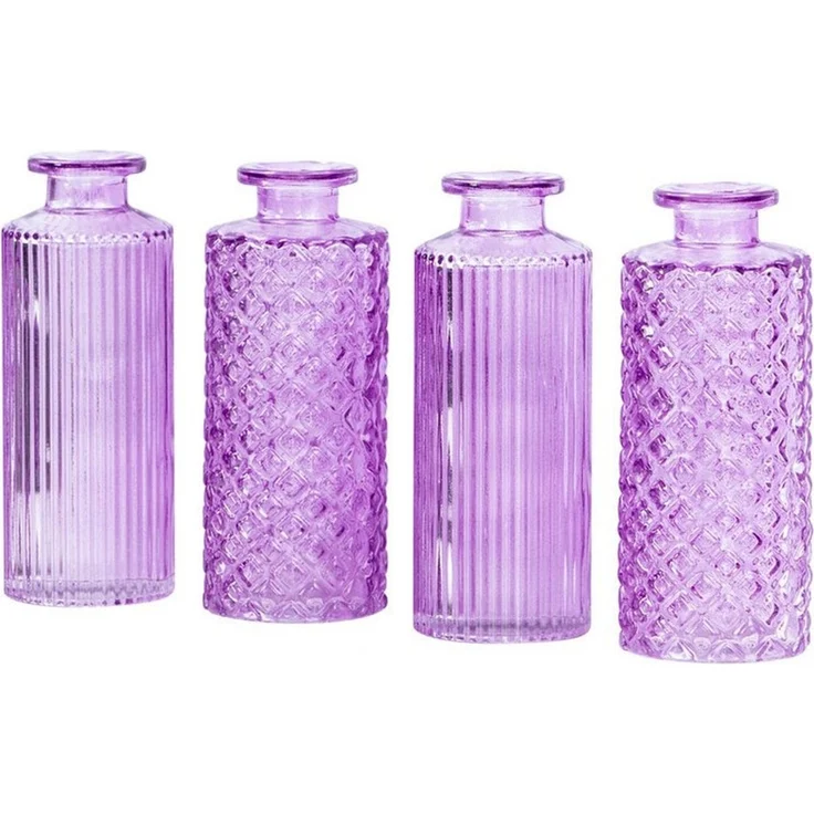 Levandeo® Dekovase, 4er Set Vase Glas Lila H14cm Violett Pastell Blumenvase Tischdeko – Bild 2