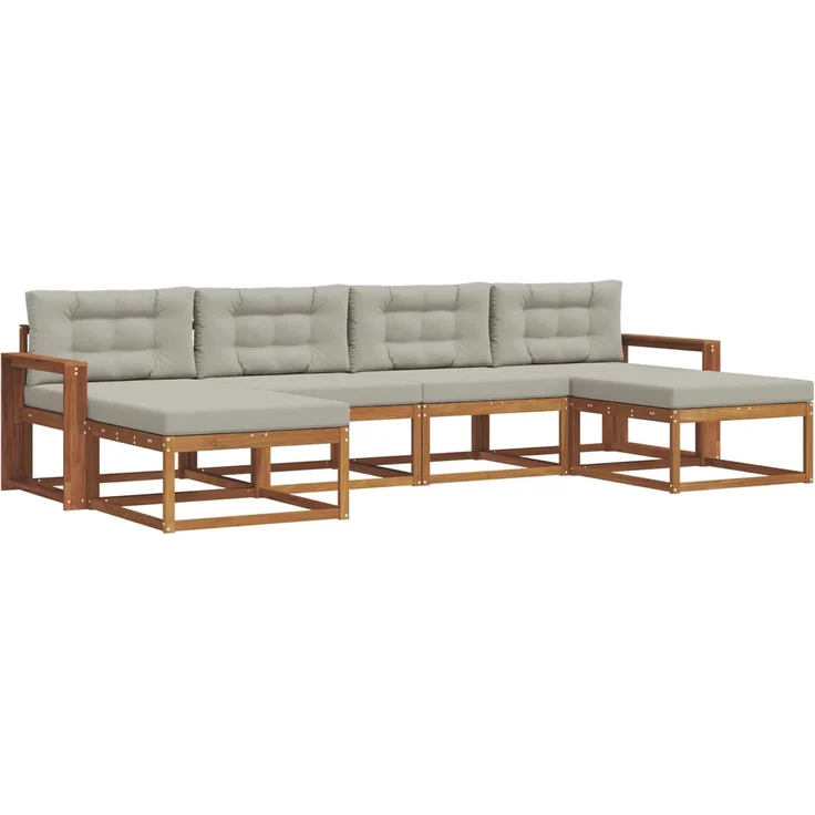 vidaXL Outdoor-Sofagarnitur 6 stk. 6-Sitzer Natur und Hellgrau 3367969 – Bild 2