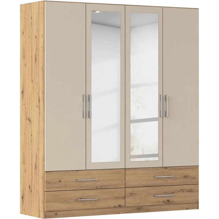 rauch Kleiderschrank Schrank Garderobenschrank Mehrzweckschrank Schlafzimmer HERSBRUCK (3 verschiedene Ausstattungen BASIC/CLASSIC/PREMIUM (inkl. SOFT-CLOSE) mit großzügigen Schubladen sowie Spiegeltüren MADE IN GERMANY – Bild 1