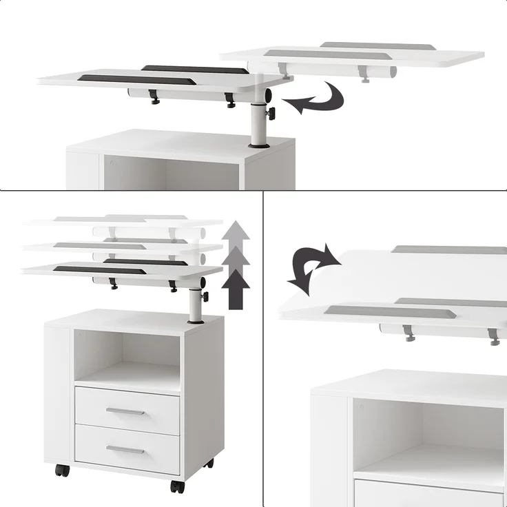 Nachttisch Bora Weiß 60 x 69 cm mit 2 Schubladen Vicco – Bild 6