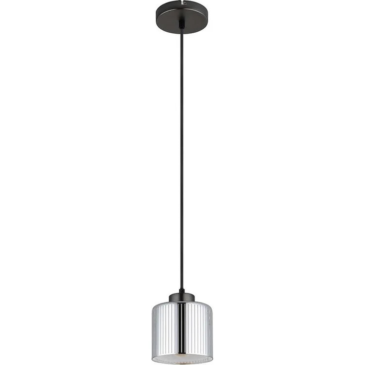 Hängeleuchte, schwarz-chrom, Glas, verchromt, H 120 cm – Bild 2