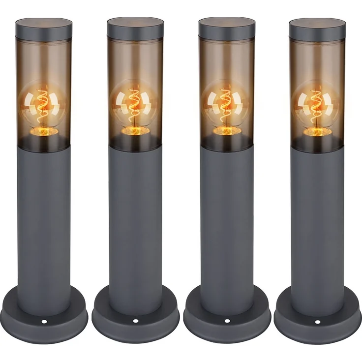 4er Set Sockelleuchte, Edelstahl, anthrazit, rauch, H 45 cm – Bild 1