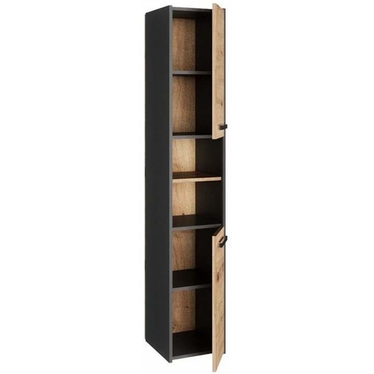 TOPESHOP BADKOMMODE S30 Laminierte Spanplatte Anthrazit/Artisan 30x30x170 cm (H 170 x T 30 x B 30 cm) – Bild 2