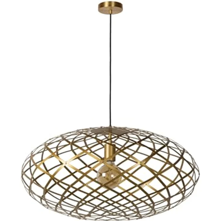 LUCIDE WOLFRAM Pendelleuchte, Ø 65 cm, 1xE27, Höhenverstellbar, Mattes Gold/Messing, Metall, Dimmer-kompatibel – Bild 2