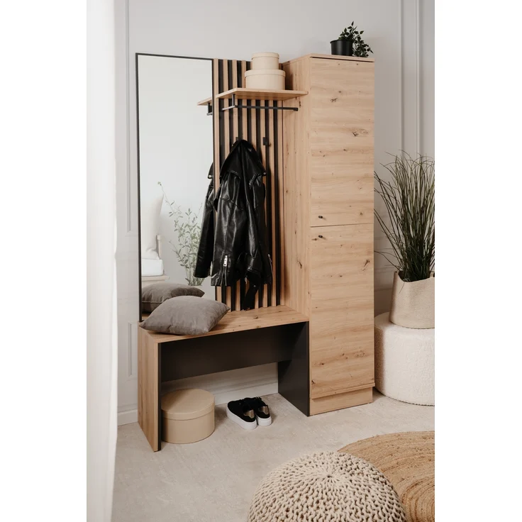 Kompaktgarderobe >Medan< in Dekor Artisan Oak / anthrazit - 122x190x37cm (BxHxT) – Bild 5