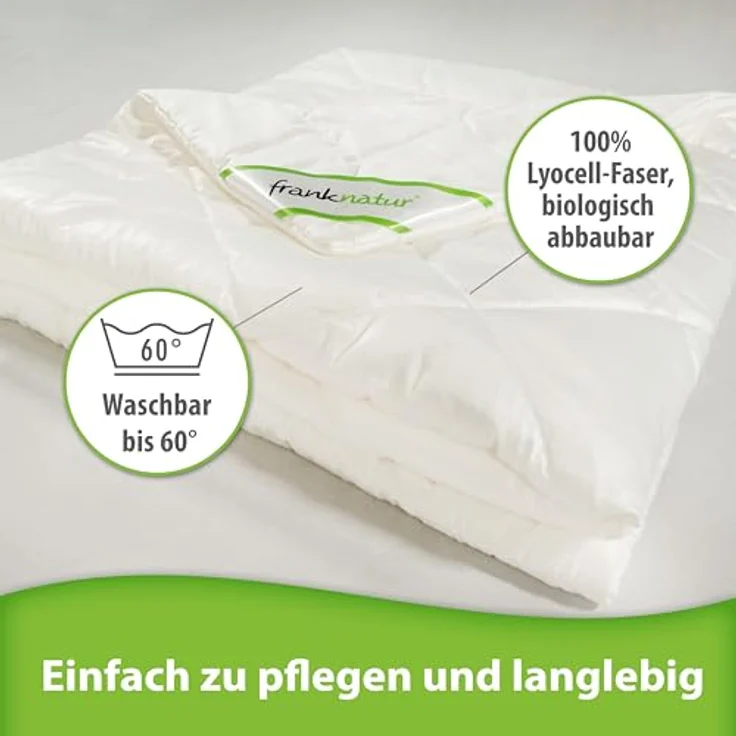 franknatur Naturfaserbettdecke Ganzjahresdecke Lyocell, Füllung: 100% Lyocell, Bezug: 100% Lyocell, temperaturausgleichende Mono-Ganzjahresdecke – Bild 6
