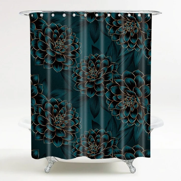 Sanilo Duschvorhang Dahlien 180 x 200 cm, 100% wasserdicht, Anti-Schimmel-Effekt, hochwertige Qualität – Bild 5