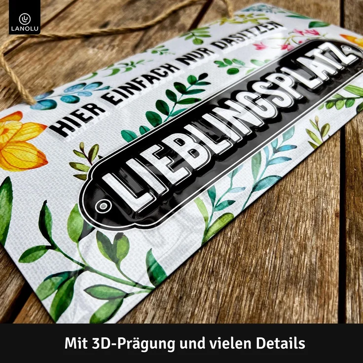 LANOLU Blechschild Lieblingsplatz quer - 16x32cm – Metall – Mehrfarbig – 16114 – Bild 3