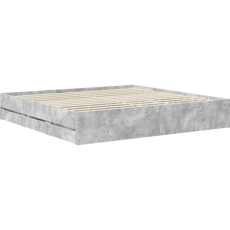 vidaXL Bettrahmen mit Kopfteil Betongrau 200 x 200 cm Ingenieurs Holz 3411810 – Bild 6