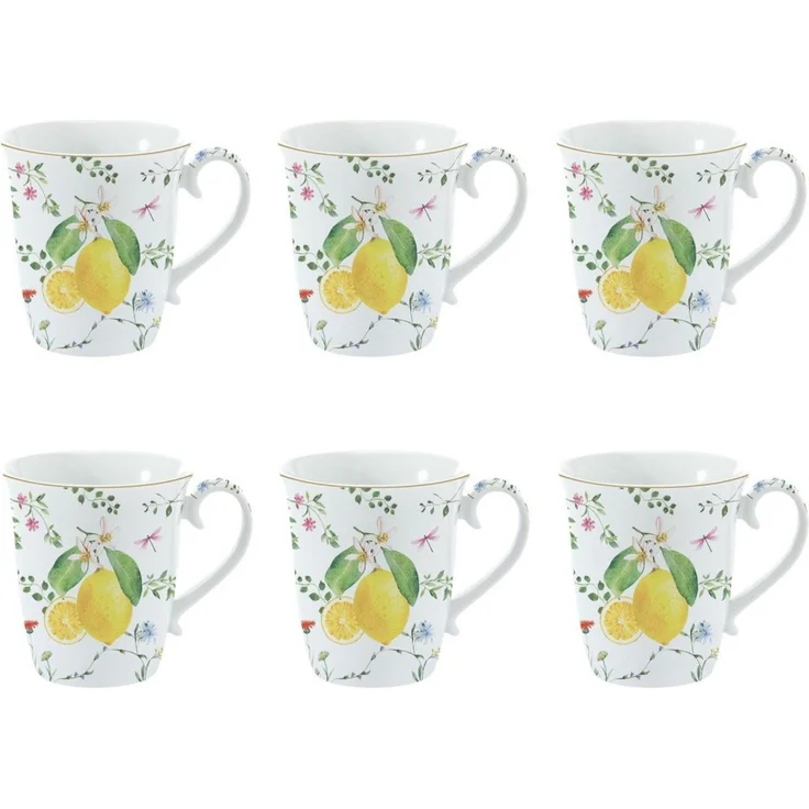 EasyLife Tasse Fleurs et Citrons, Porzellan, Spülmaschinengeeignet, Mehrfarbig, Zitronen, H: 9.5cm – Bild 1