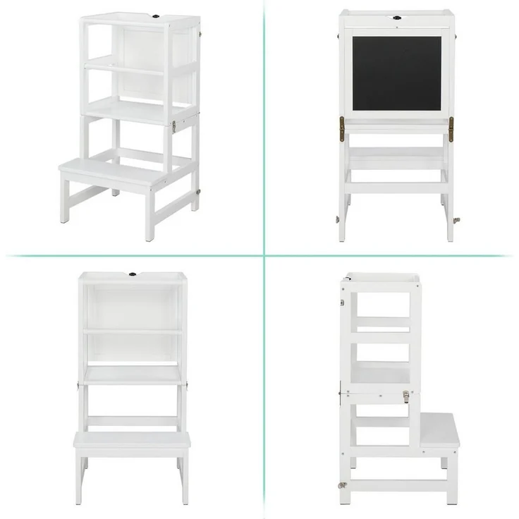 VINGLI Stehhilfe, Lernturm mit drehbarer Tafel für Kinder, 45 x 45 x 84 cm – Bild 2