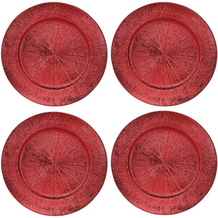 Annastore Platzteller 4 x Platzteller wiederverwendbar - Dekoteller aus Kunststoff, Ø 33 cm - In herrlich schimmernder Optik – Bild 2