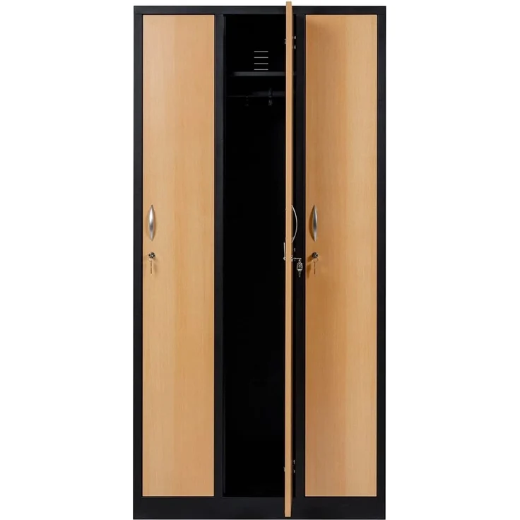 Garderobenschrank 3-türig schwarz/Buche Dekor – Bild 4