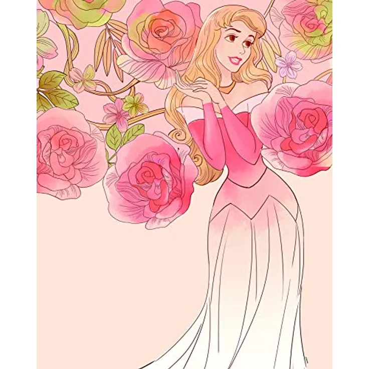 Komar Disney Wandbild Sleeping Beauty Roses, 40x50cm Kunstdruck für Kinderzimmer und Babyzimmer, seidenmatter Farbprint, ohne Rahmen, WB052-40x50