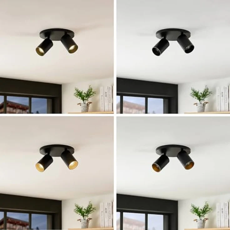 Arcchio Strahler Brinja, 2-flammige Deckenlampe in Schwarz aus Aluminium mit GU10 Fassung, moderne Flurleuchte – Bild 4