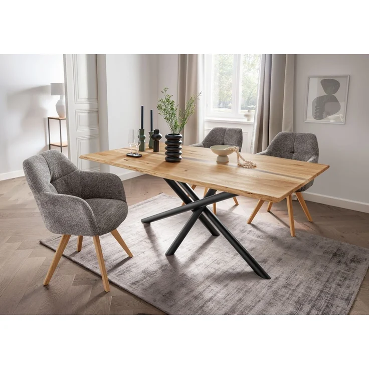 Epoxidharz Esstisch 200x100cm "Toronto" Wildeiche massiv – Bild 1