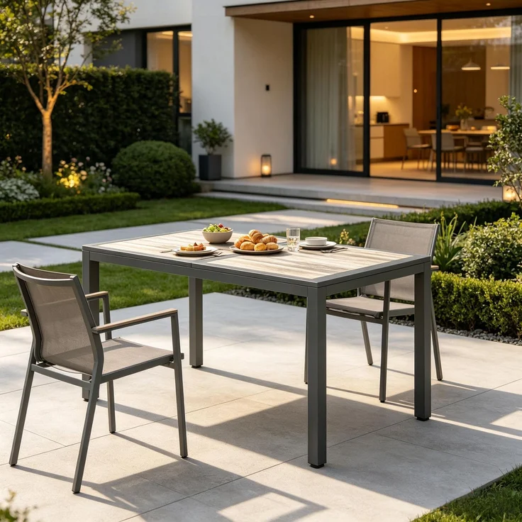 Moderner Gartentisch,Esstisch im Freien,Kaffeetisch(nur mit Esstisch)--Dunkelgrau--140x80x72cm--YOUDENOVA – Bild 6