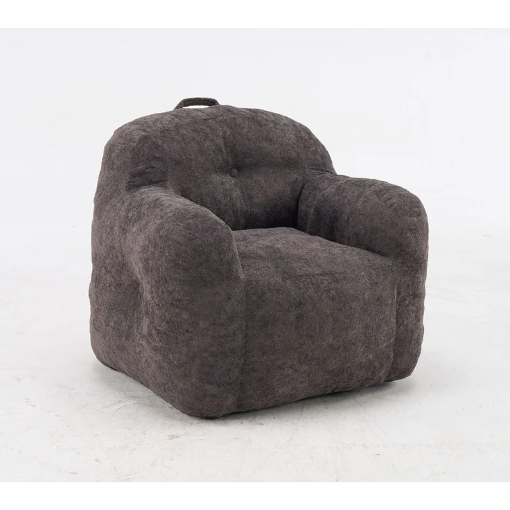 1-Sitzer Beanbag-Sessel aus Kunstfell, Dunkelgrau, mit Armlehnen,H 79 x T 95 x B 95 cm – Bild 5
