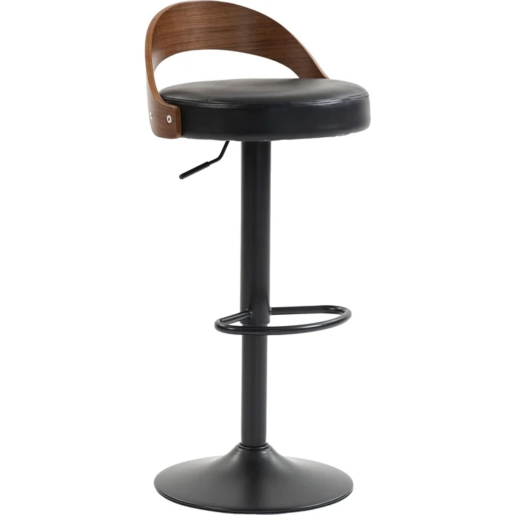 LVHOM Barstuhl 2er Set, 360° drehbarer Barhocker mit Rückenlehne und Fußstütze, höhenverstellbarer Tresenhocker aus Bugholz & PU-Leder, Schwarz – Bild 2