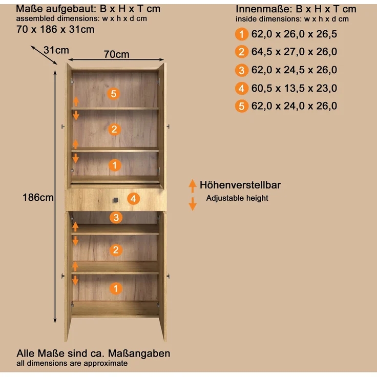 trendteam smart living - PureBliss - Waschbeckenunterschrank - Eiche - Waschtisch mit 3 offenen Fächern - (BxHxT) 90 x 79 x 53 cm - Badezimmerschrank mit Rillenoptik - edle Metallgriffe – Bild 5