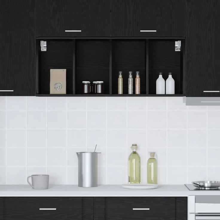 Küchen-Hängeschrank, Wandschrank Schwarz Eichen-Optik 40 x 29,5 x 100 cm – Bild 4