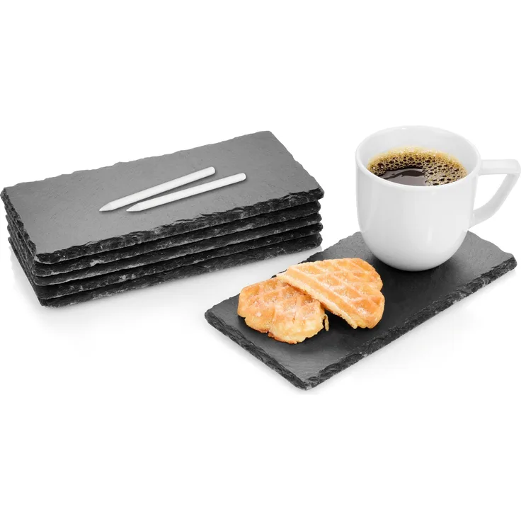Sänger Schieferplatten Set 'Biscuit' 20x10 cm 6 teilig, mit Kreide