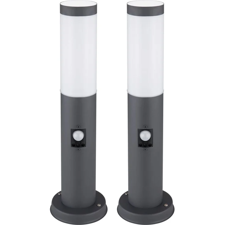 2er Set Sockelleuchte, Edelstahl, anthrazit, Bewegungsmelder – Bild 1