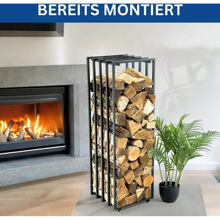 DanDiBo Kaminholzregal Innen Metall Schwarz Feuerholzregal Brennholzregal Kaminholzständer 96609 Kaminholzhalter – Bild 5