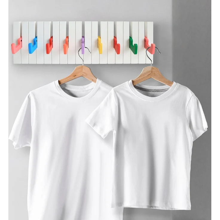 RICOO Garderobenleiste Garderobe Garderobenhaken Wandgarderobe mit Haken Kleiderhaken Kinder (9 Haken zum ausklappen, WM1885-L, 1 St, Wand Leiste Hakenleiste Kindergarderobe zum aufhängen Kleider hängen), Flur Garderobeleiste Flurgarderobe Wandhaken kl... – Bild 6