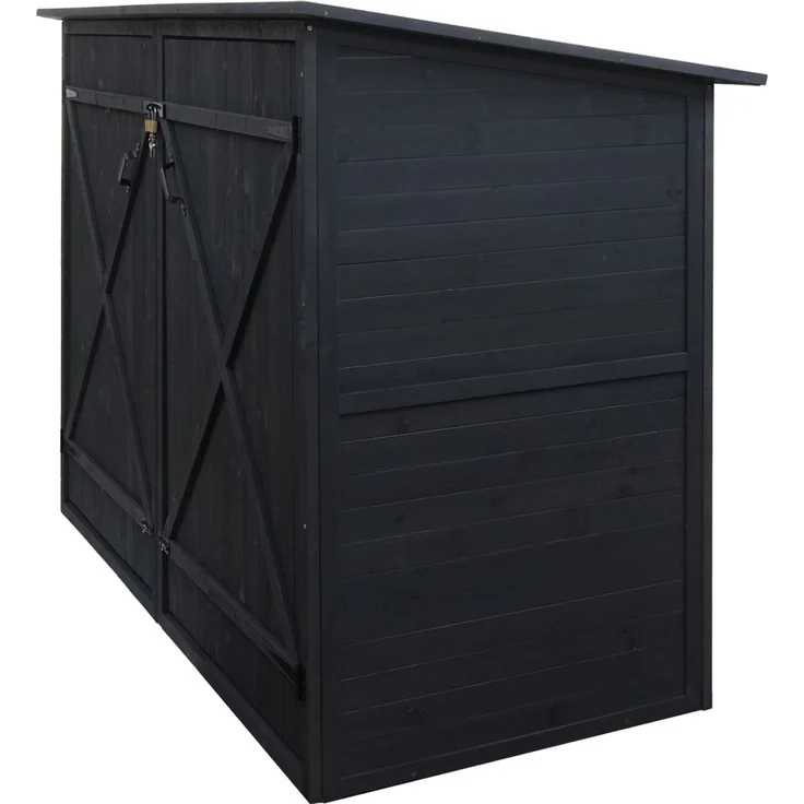 1er-Fahrradgarage HWC-H60, Fahrradbox Geräteschuppen Gerätehaus, FSC® abschließbar 152x184x98cm ~ anthrazit – Bild 4