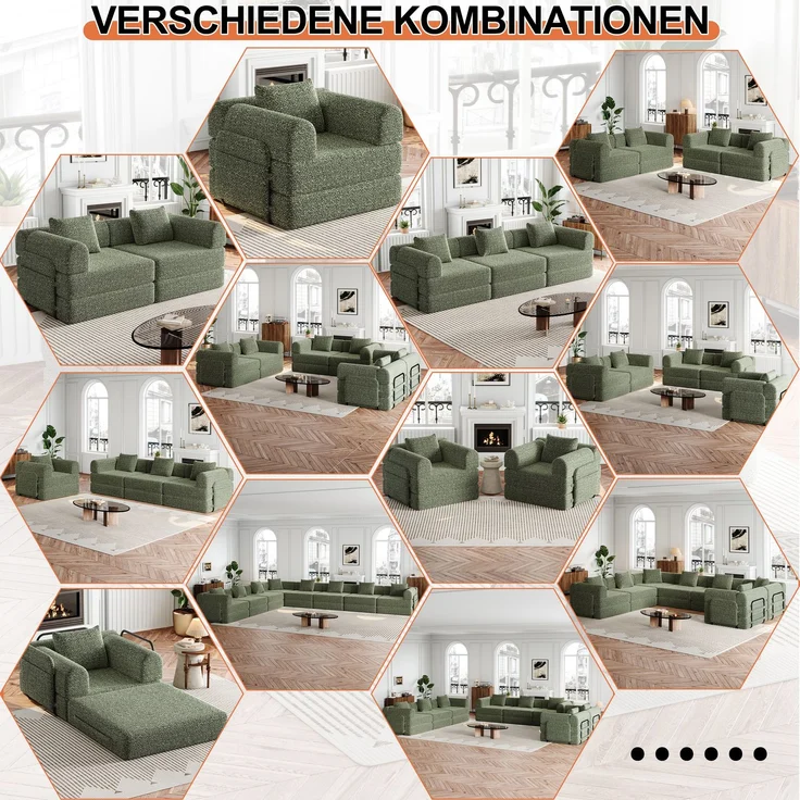 ZUBALIYA SchlafSofa mit LED - Beleuchtung, mit Ablageflächen, mit Chenille - Bezug, mit Samtbezug, mit breiten Armlehnen – Bild 4