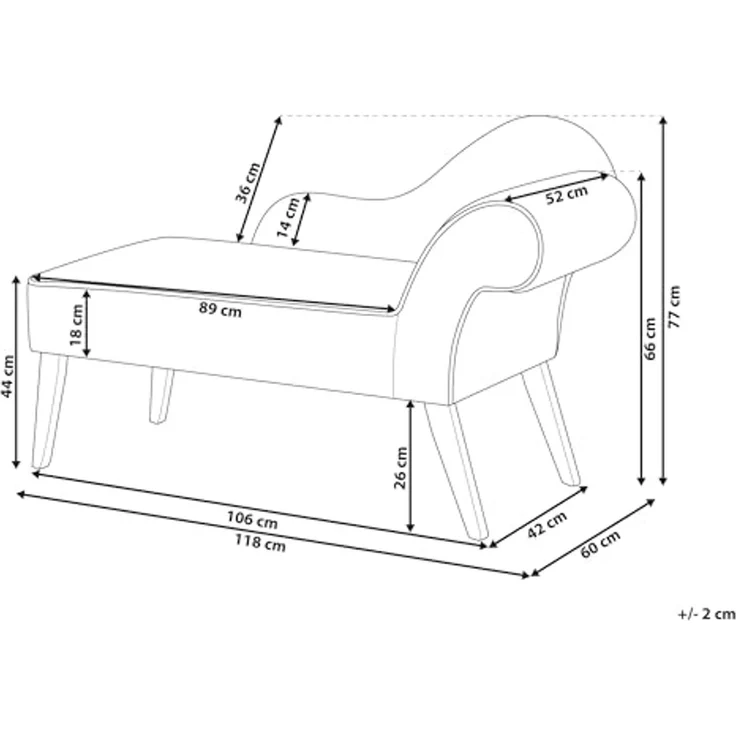 Chaiselongue Samtstoff kobaltblau rechtsseitig BIARRITZ – Bild 3