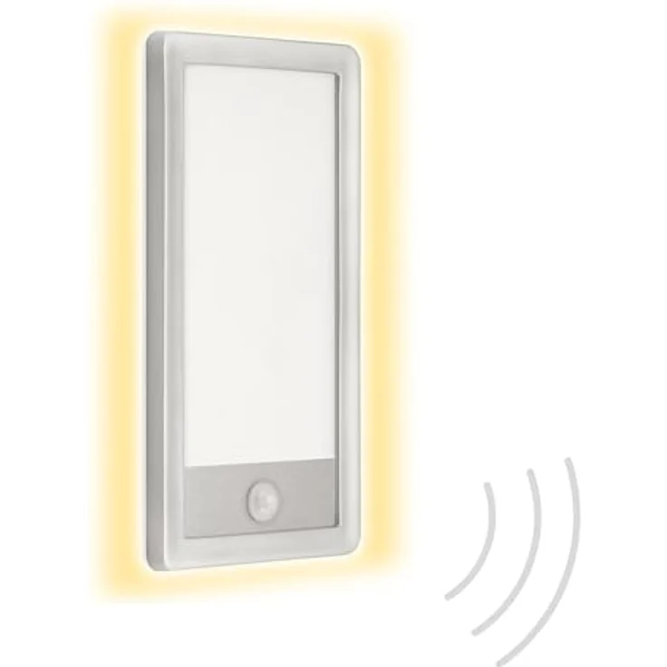 TELEFUNKEN LED Außenwandleuchte, Außenlampe mit Bewegungsmelder und Dämmerungssensor, 16 Watt, 2000 Lumen, IP44, rechteckig, Silber, 280x150x45mm – Bild 1