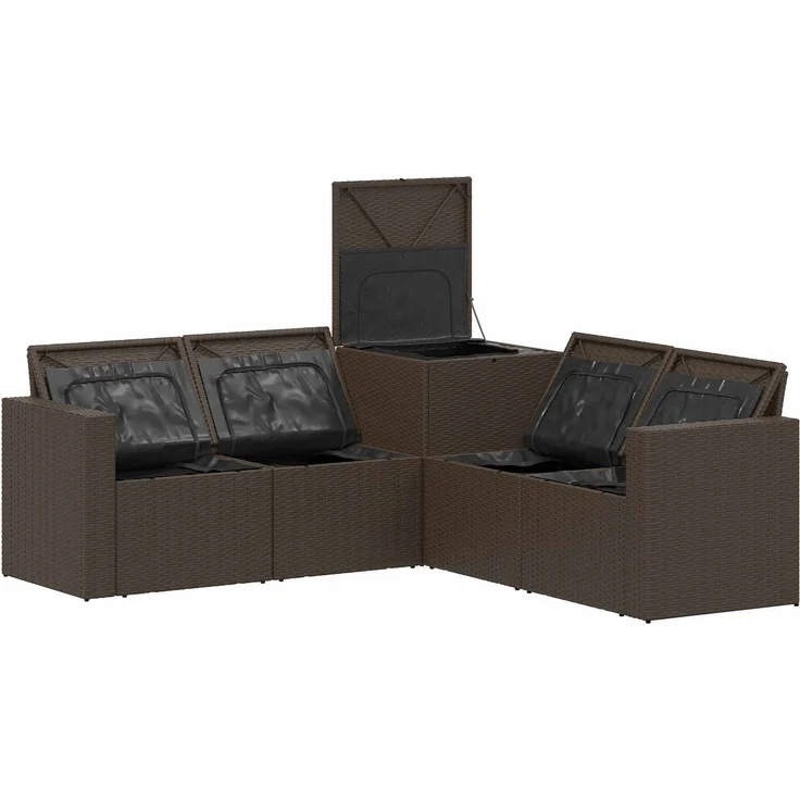 vidaXL Sofa Set 5 stk. Braun und Creme Weiß Polyrattan und Stahl 3447856 – Bild 6