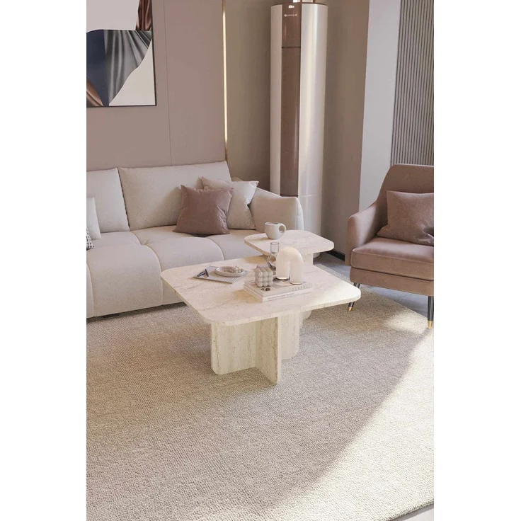 Skye Decor 'Noya - Travertine' Couchtisch, Travertin, 70 x 42 x 70 cm – Bild 5