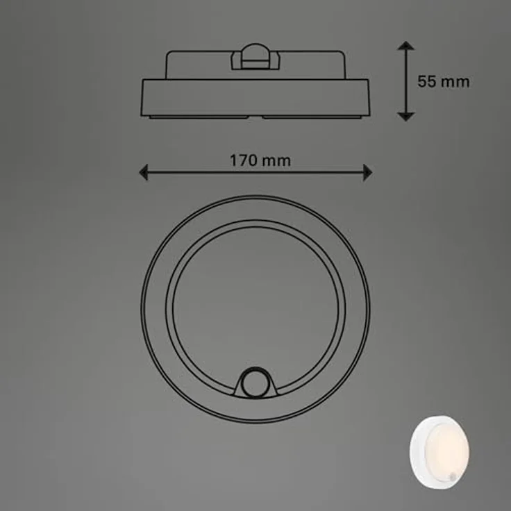 BRILONER – Außenlampe mit Bewegungsmelder, Wandlampe mit Akku, Wandleuchte ohne Stromanschluss, Aussenlampe Wand, Akku Lampe, Warmweißes Licht, Weiß, 170x55 mm (DxH) – Bild 9