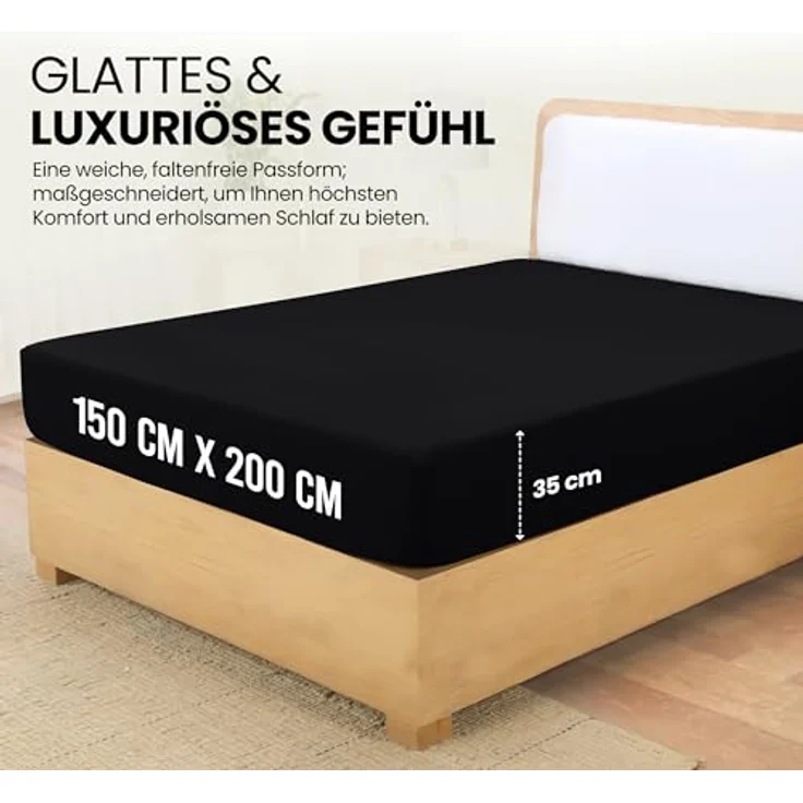 Utopia Bedding - Spannbettlaken 150x200 cm - Schwarz - Oeko-Tex Zertifiziertes Gebürstete Polyester-Mikrofaser Spannbetttuch - 35 cm Tiefe Tasche – Bild 3