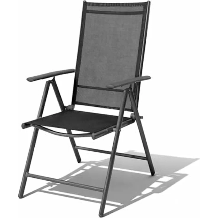 Mojawo Armlehnstuhl Garten Klappstuhl Aluminium - Textilen Anthrazit / Anthrazit – Bild 2
