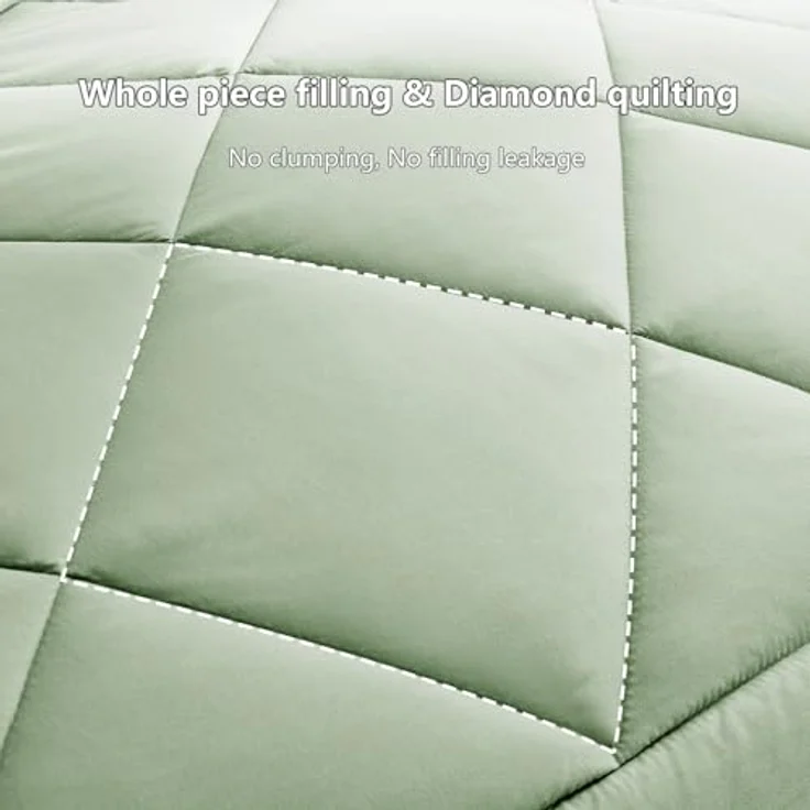 WAVVE Bettdecke 240x220 cm Ganzjahresdecke 4 Jahreszeiten, Steppdecke 300gsm Mikrofaser 220x240, Super Weiche Zudecke Schlafdecke Atmungsaktive 240x220 Grün – Bild 6