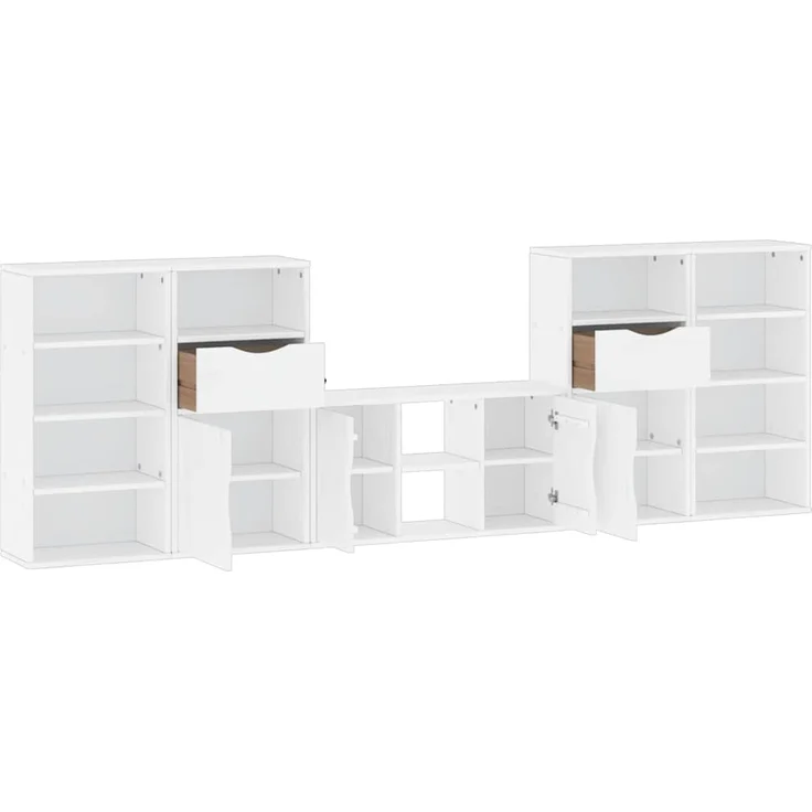 vidaXL 5-tlg. Wohnwand mit Stauraum ODDA Weiß Massivholz Kiefer 3365371 – Bild 4
